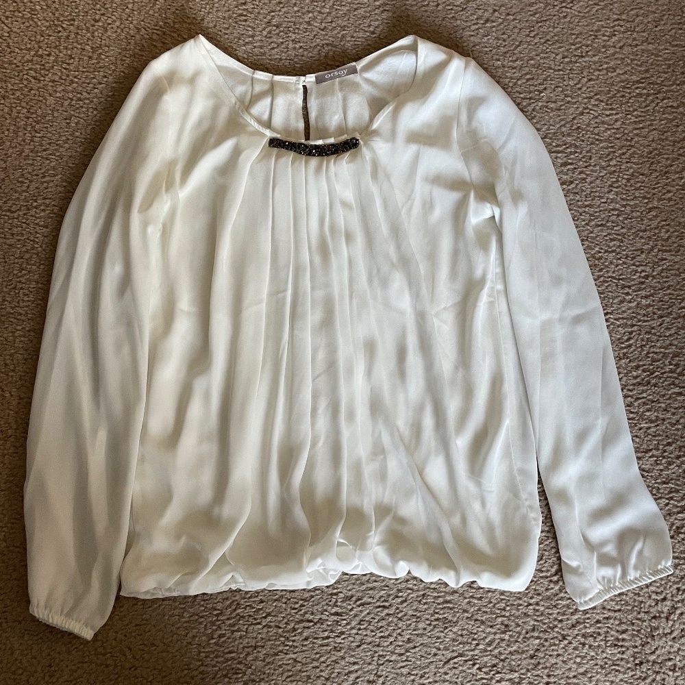 Womens white elegant  blouse size 38/M long sleeve